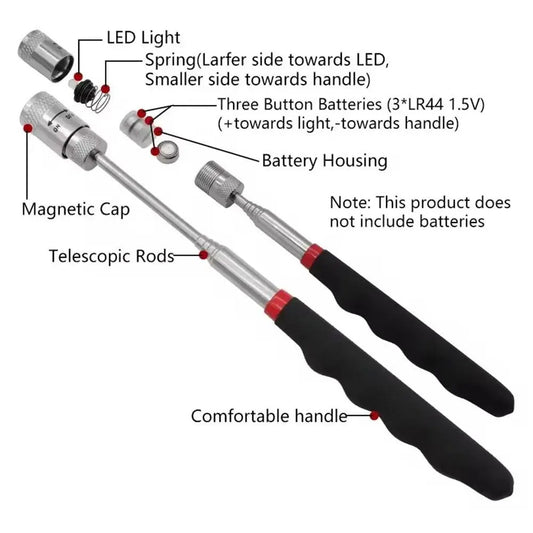 Magnetic Extendable Heavy Duty Pick-it-up Tool - With Light