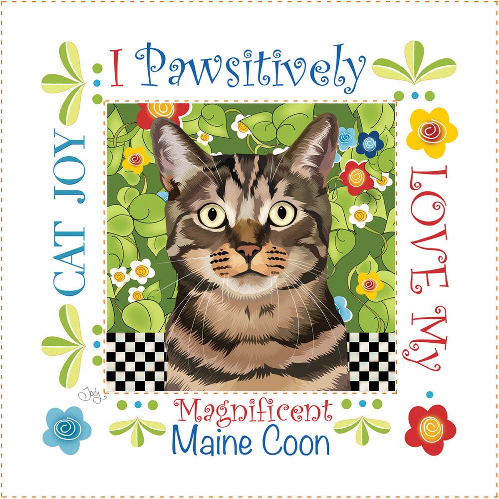 Maine Coon Cat 152 mm Fabric Art Panel by Jody Houghton - Everything Fabric