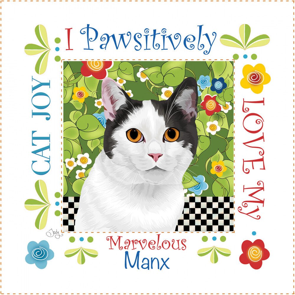 Manx Cat 6in Fabric Art Panel by Jody Houghton - Everything Fabric