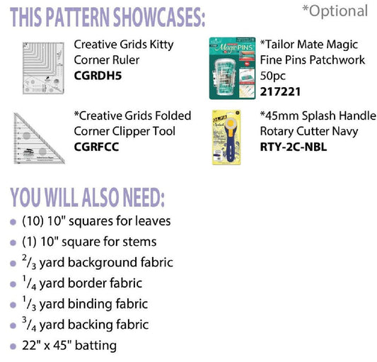 Maple Leaf Table Runner Pattern - Everything Fabric