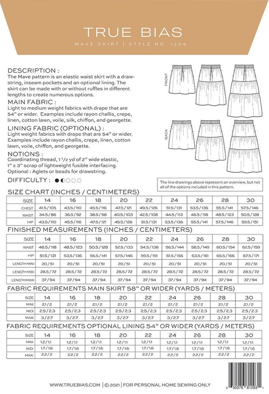 Mave 14 - 30 Skirt Pattern - Everything Fabric