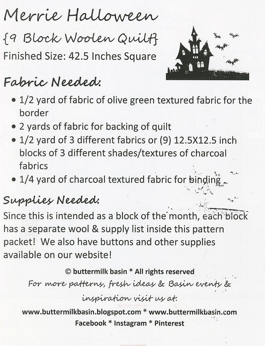 Merrie Halloween Quilt Pattern - Everything Fabric