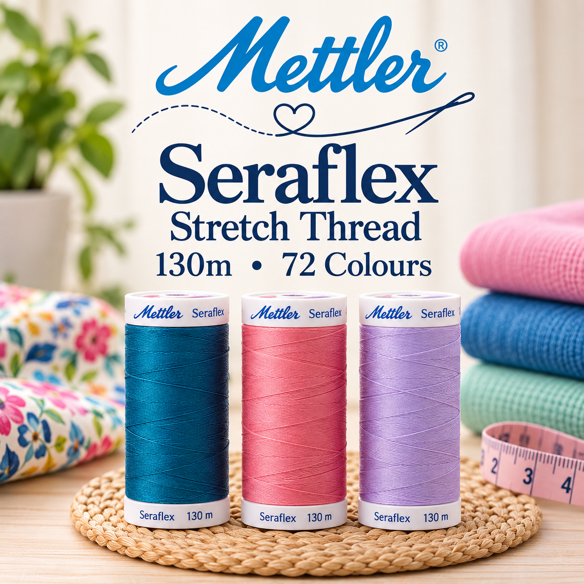 Mettler Seraflex Stretch Thread 130m - 72 Colours