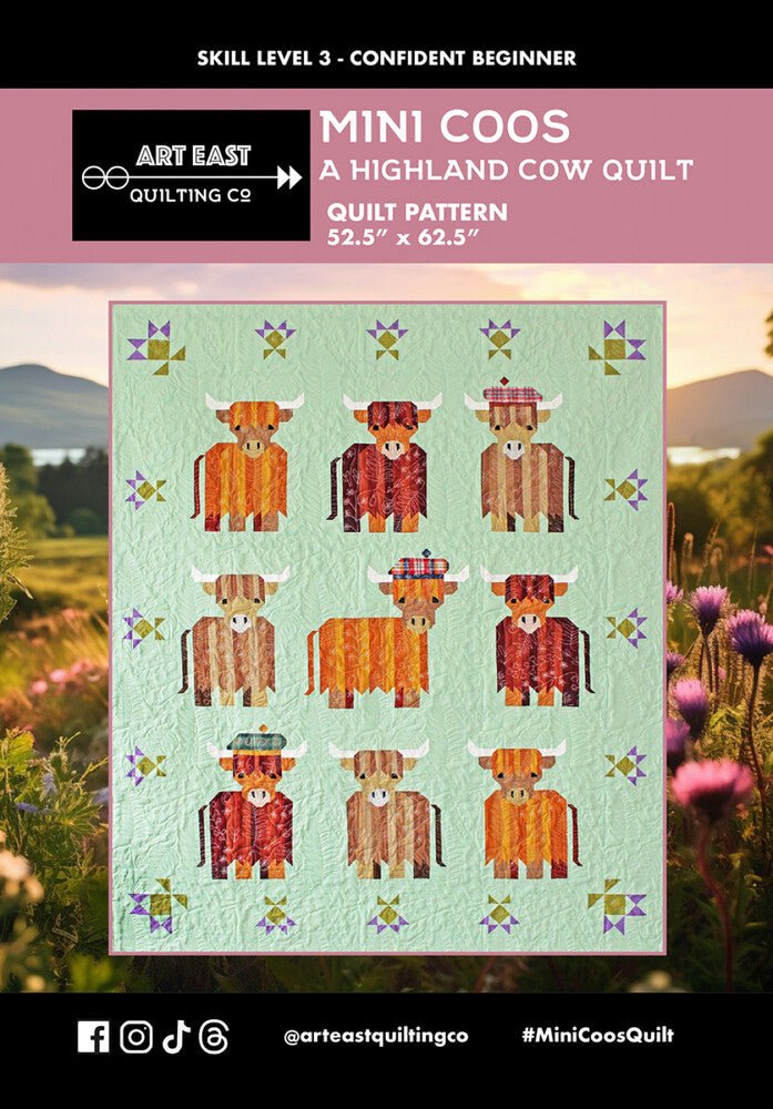 Mini Coos A Highland Cow Quilt Pattern - Everything Fabric