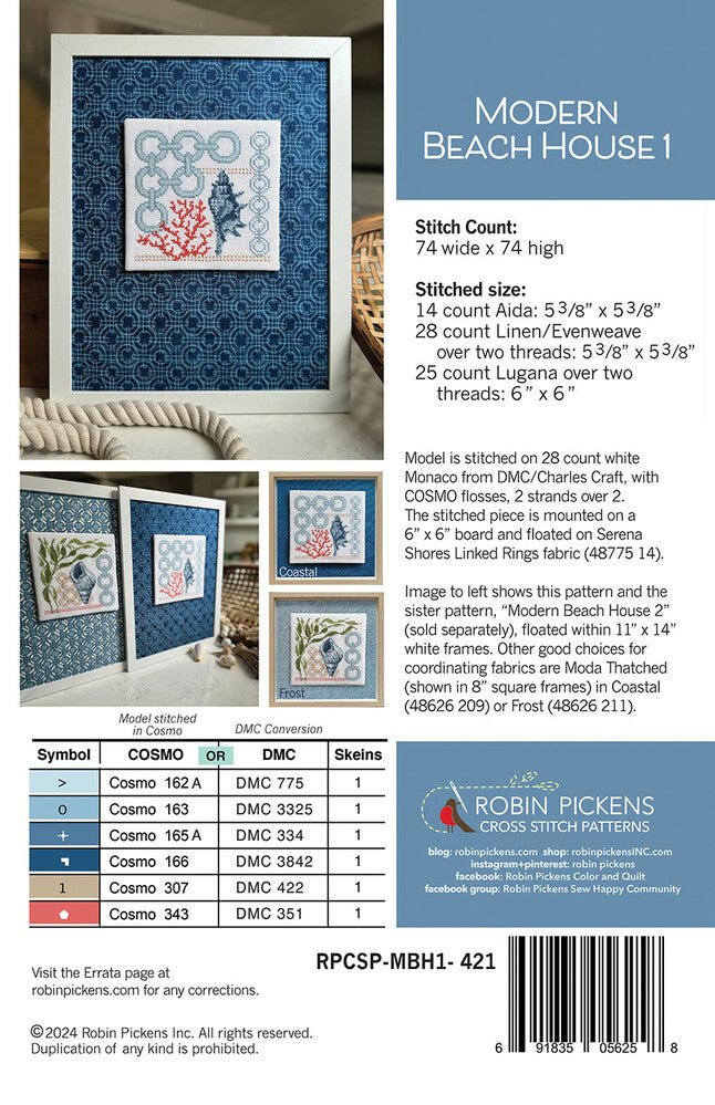Modern Beach House 1 Cross Stitch Pattern - Everything Fabric