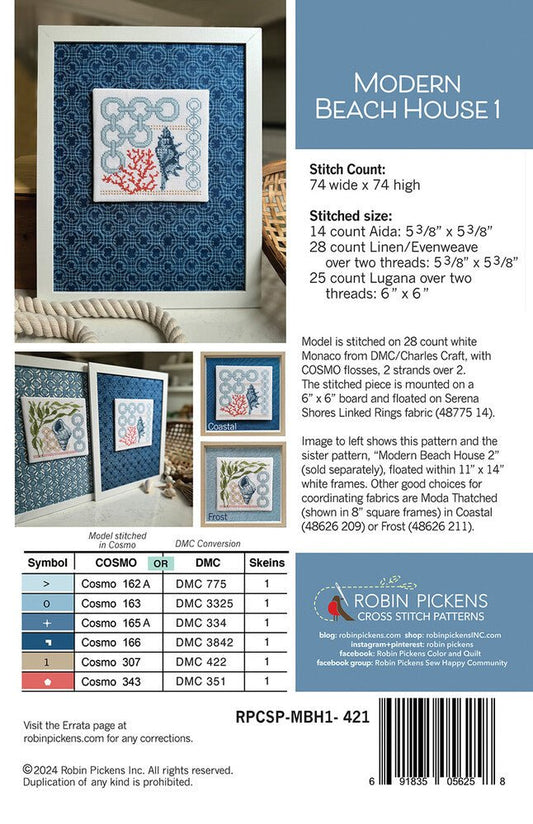 Modern Beach House 1 Cross Stitch Pattern - Everything Fabric