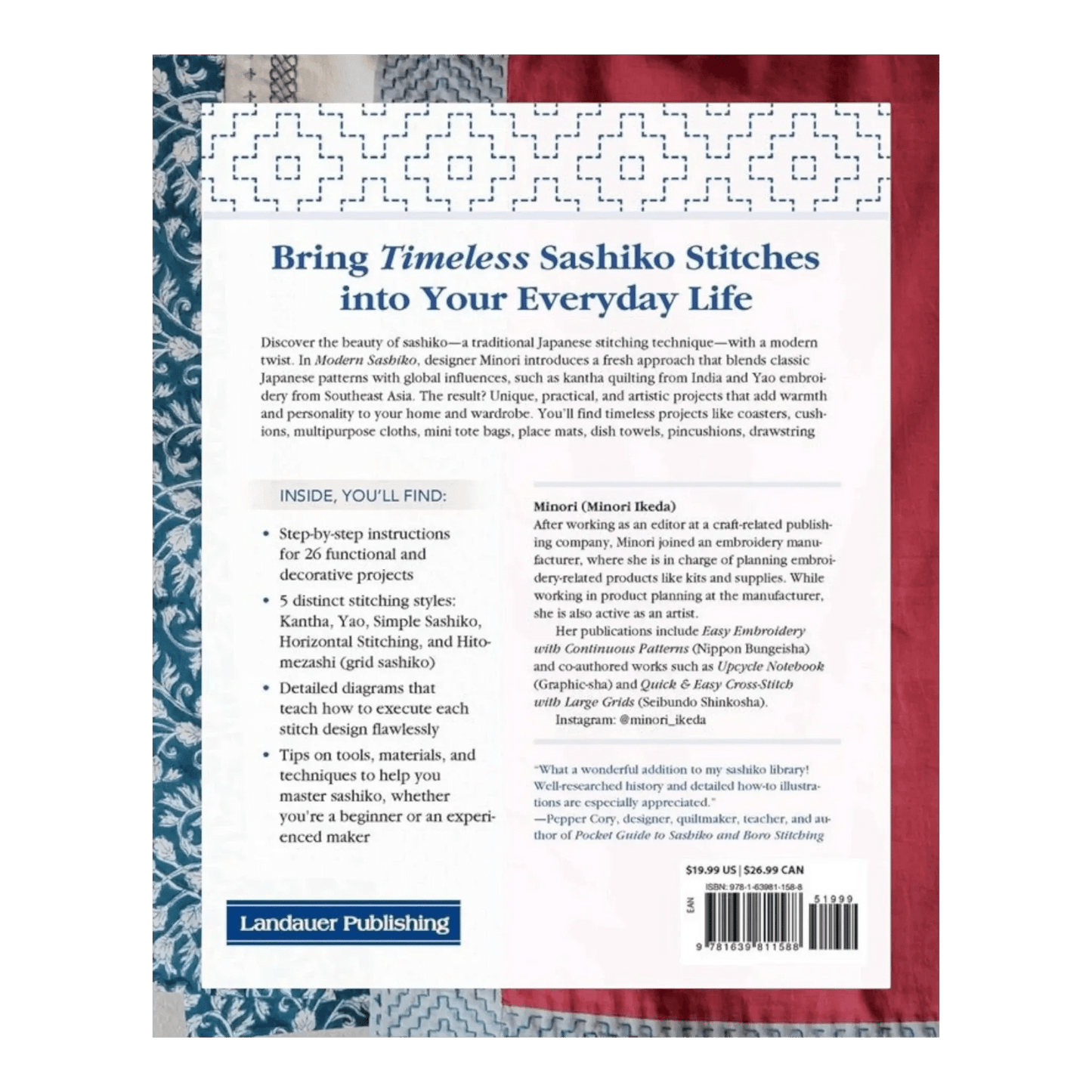 Modern Sashiko: 26 Mixed-Style Sashiko Projects for Everyday Items Book - Everything Fabric