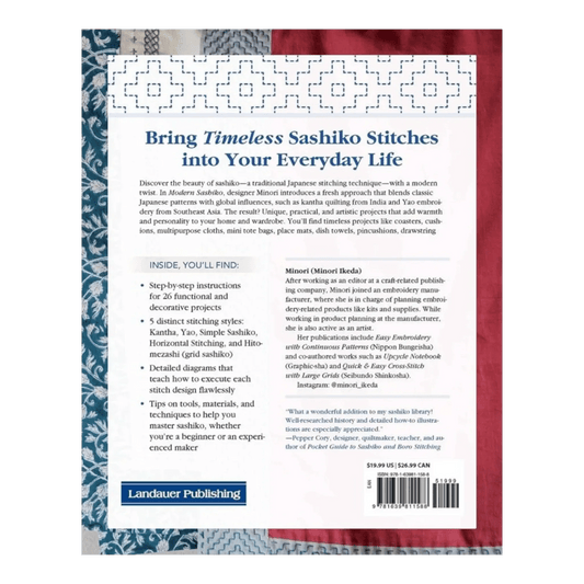 Modern Sashiko: 26 Mixed-Style Sashiko Projects for Everyday Items Book - Everything Fabric
