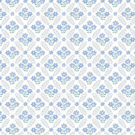 Morning Blooms - Cream/Multi Floral Grid - Everything Fabric