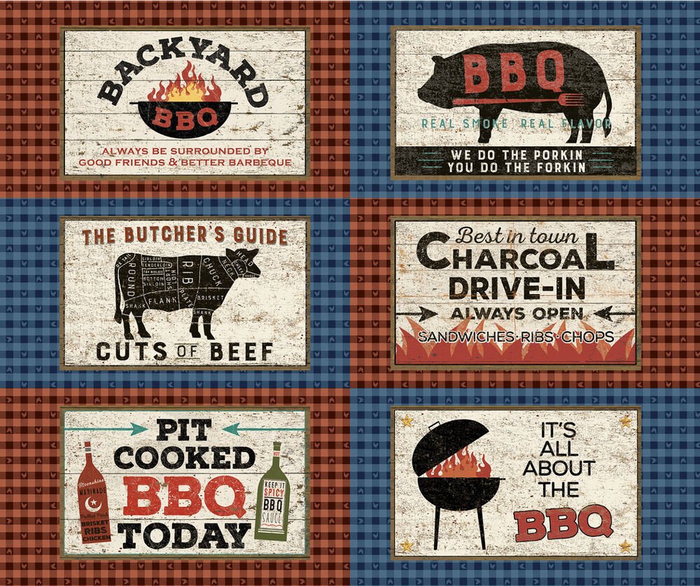 Multi Color Backyard BBQ Digital 914 mm Placemat Panel - Everything Fabric