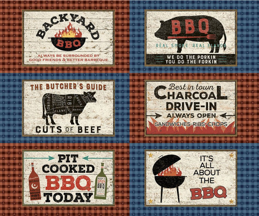 Multi Color Backyard BBQ Digital 914 mm Placemat Panel - Everything Fabric