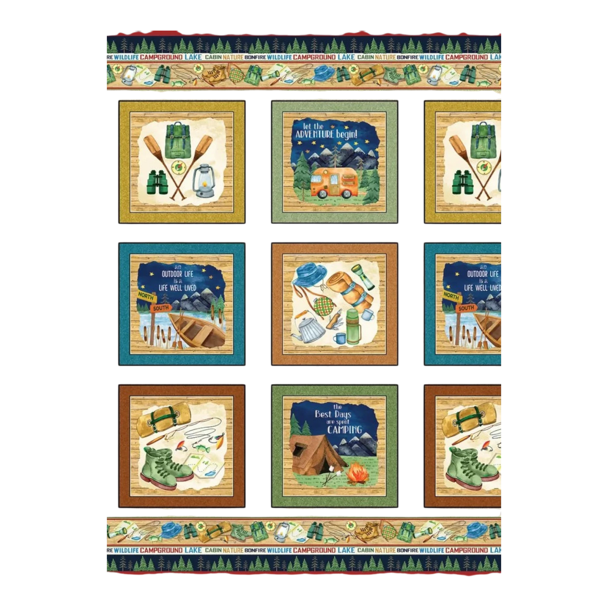 Multi Live, Love, Camp Panel - Everything Fabric