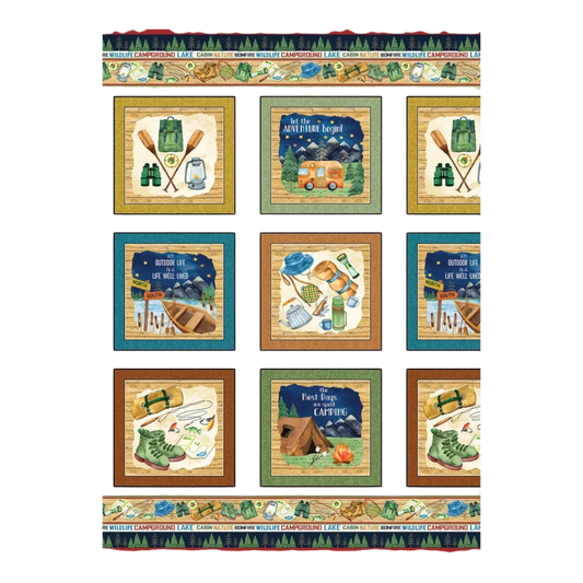 Multi Live, Love, Camp Panel - Everything Fabric
