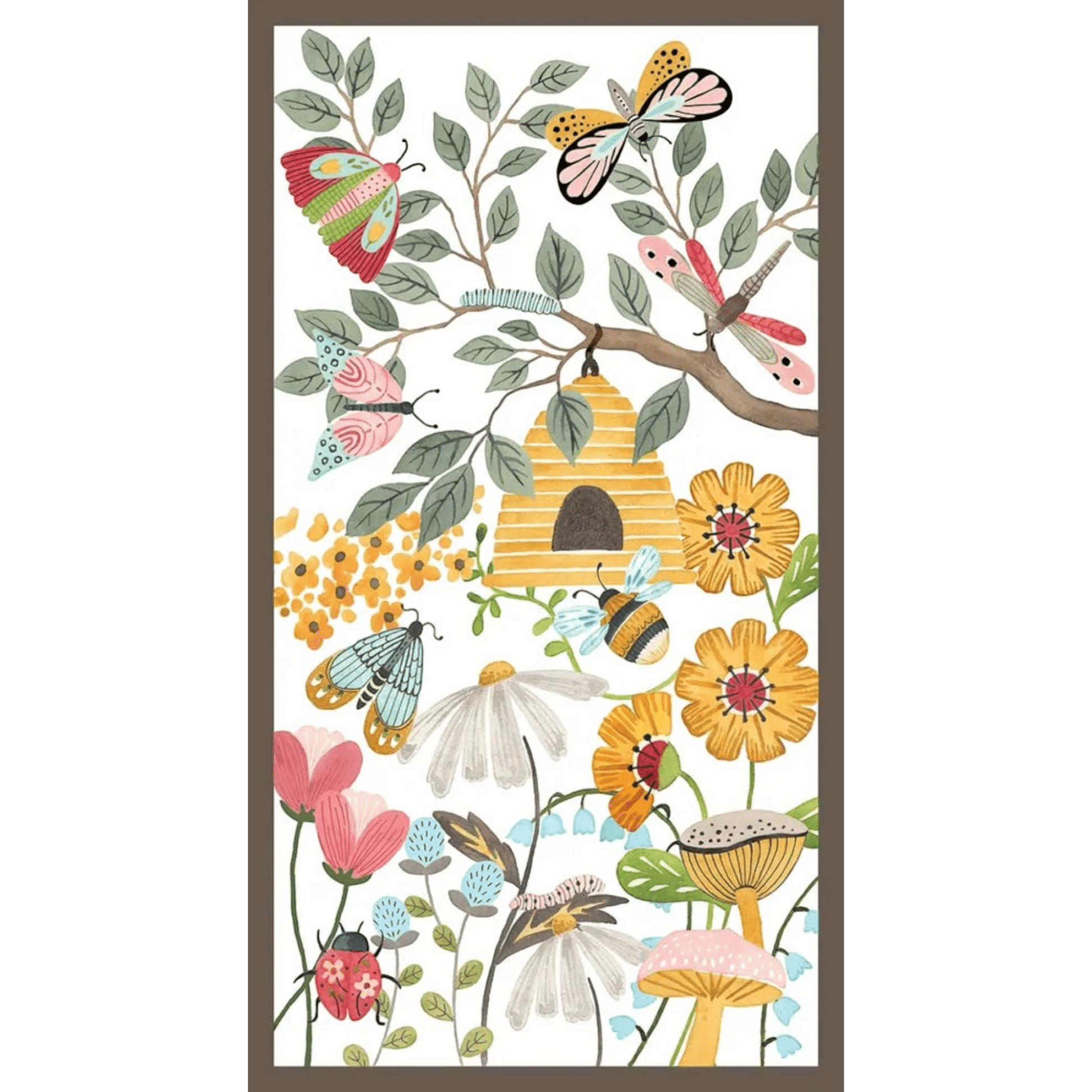Nature’s Symphony Pale Yellow Panel Beehives & Flowers - Everything Fabric
