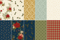 Christmas Greetings 1 yd Bundle NAVY - 10pc