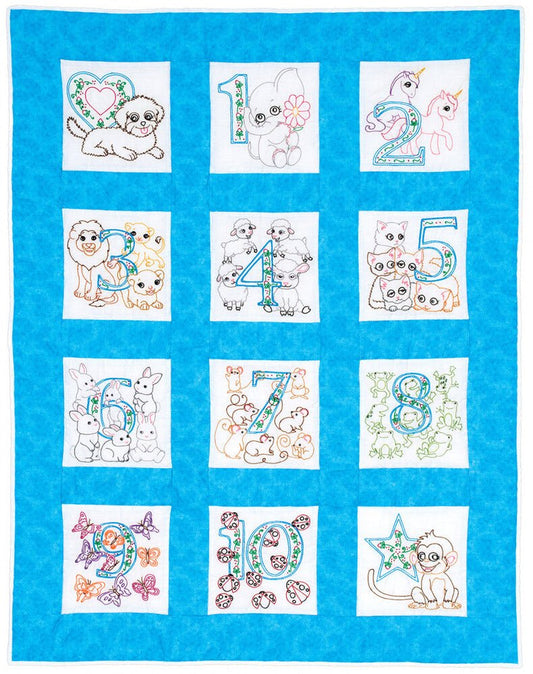Numbers 1,2,3 Nursery Quilt Blocks - Everything Fabric