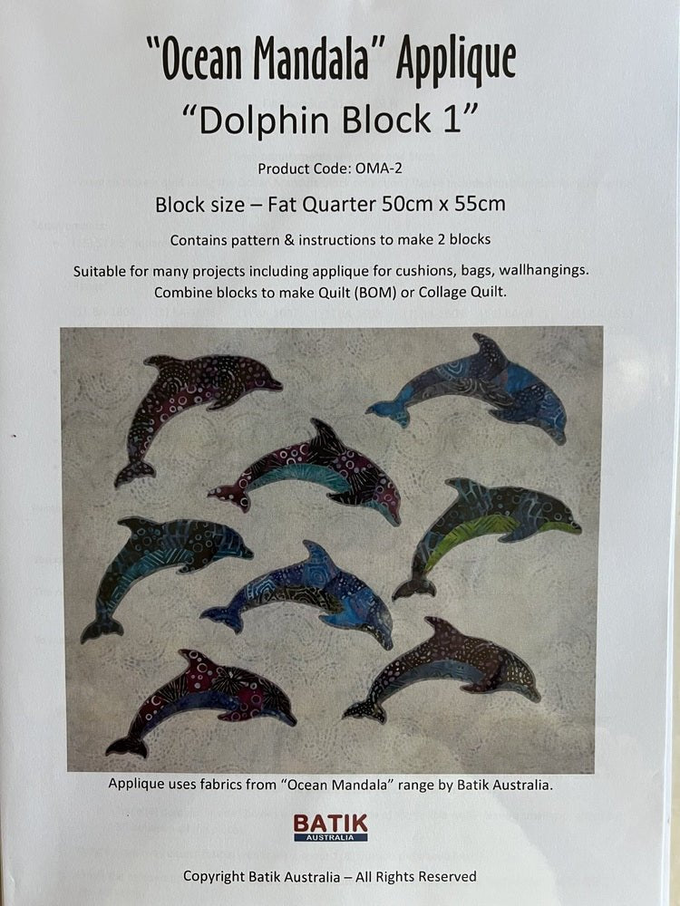 Ocean Mandala Dolphin Applique Pattern - Everything Fabric