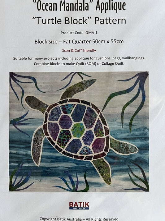 Ocean Mandala - Turtle Applique Pattern - Everything Fabric