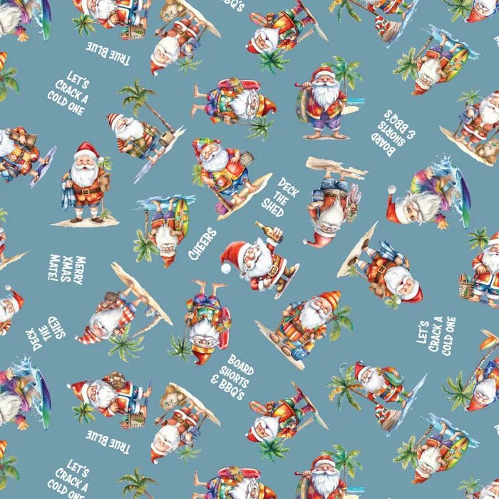 OLD MATE - Santa Toss - Blue - Everything Fabric