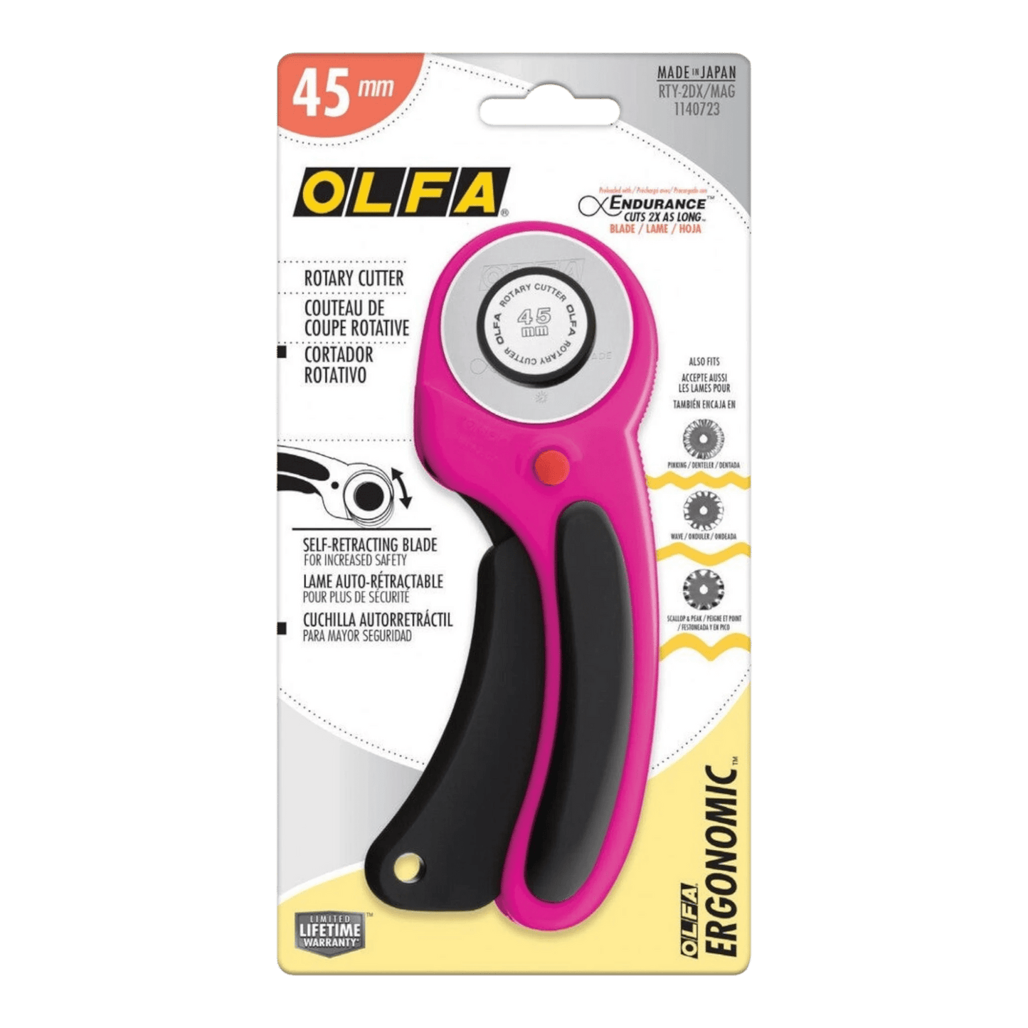 OLFA 45 mm Ergonomic Rotary Cutter Magenta - Everything Fabric