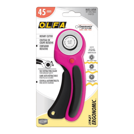 OLFA 45 mm Ergonomic Rotary Cutter Magenta - Everything Fabric