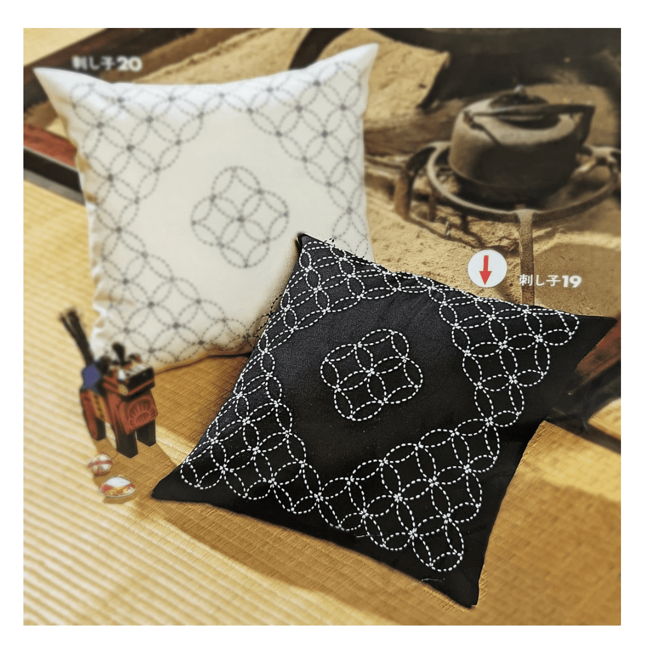 Olympus Sashiko Kit Cushion - Indigo - Everything Fabric