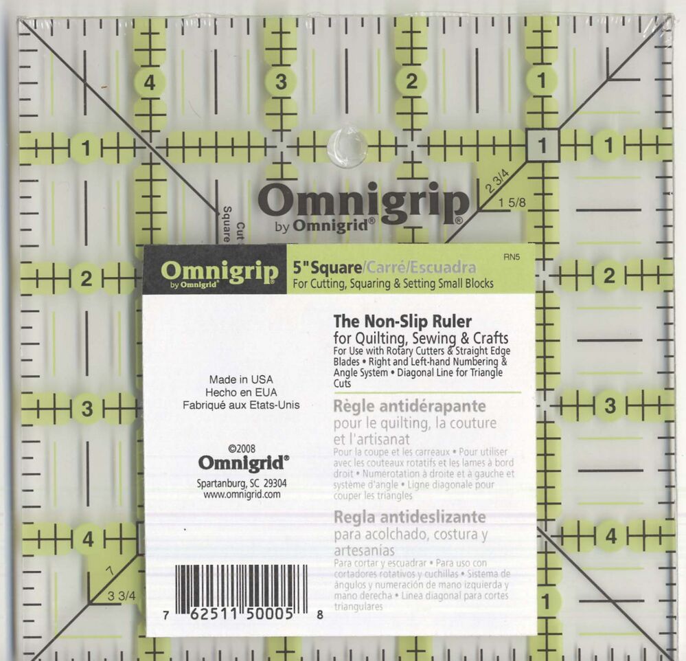 Omnigrid Omnigrip Neon Ruler - 5 in Square - Everything Fabric