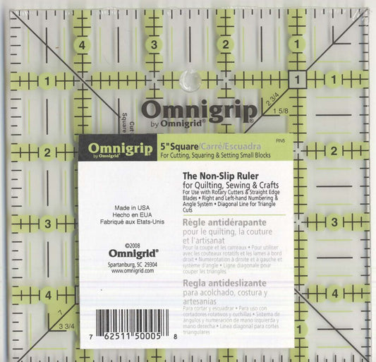 Omnigrid Omnigrip Neon Ruler - 5 in Square - Everything Fabric