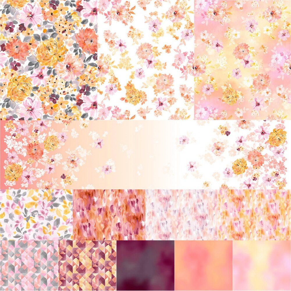 Painted Petals - FQ Bundle - 13pc - Everything Fabric