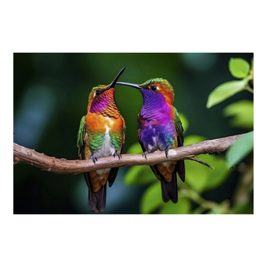 Pair of Hummingbirds Panel 438 mm x 286 mm - Everything Fabric