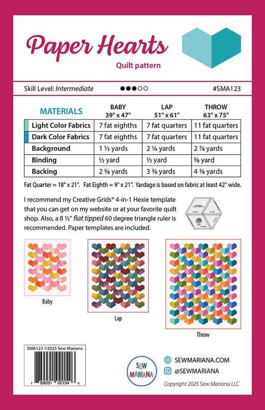 Paper Hearts Quilt Pattern - Everything Fabric