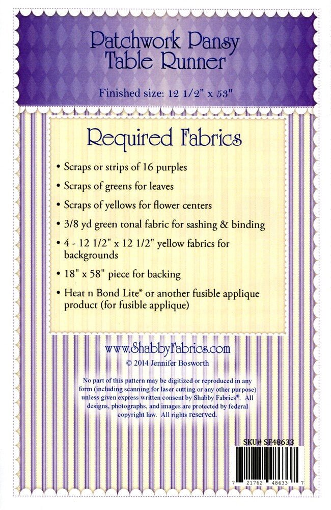 Patchwork Pansy Table Runner Pattern - Everything Fabric