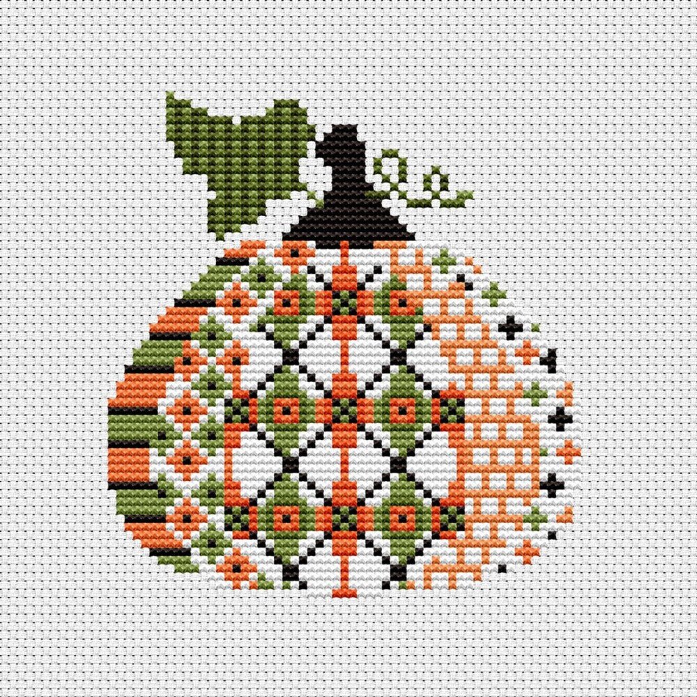Patterned Pumpkin CROSS STITCH Kit - 1 - Everything Fabric