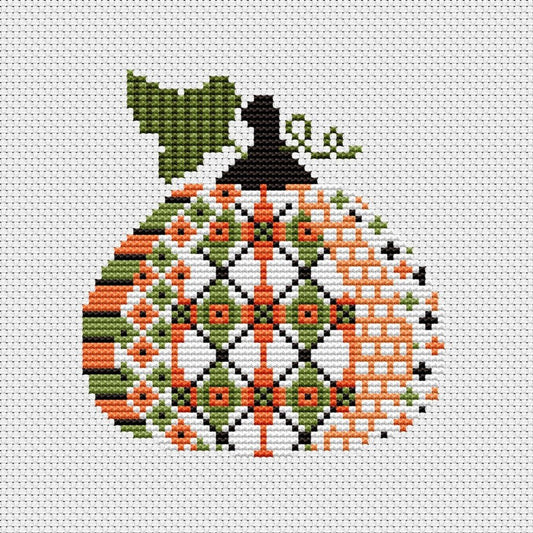 Patterned Pumpkin CROSS STITCH Kit - 1 - Everything Fabric