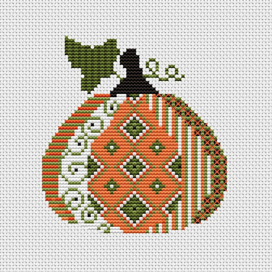 Patterned Pumpkin CROSS STITCH Kit - 2 - Everything Fabric