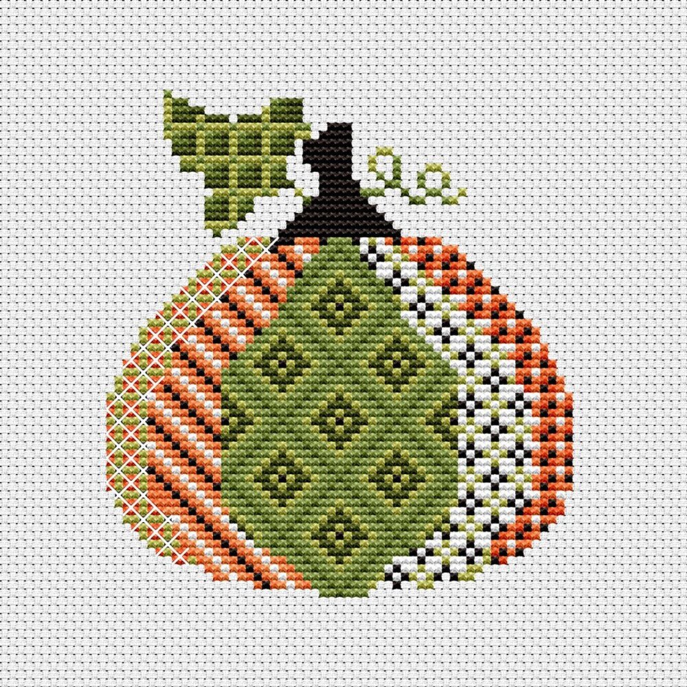 Patterned Pumpkin CROSS STITCH Kit - 3 - Everything Fabric