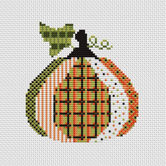 Patterned Pumpkin CROSS STITCH Kit - 4 - Everything Fabric