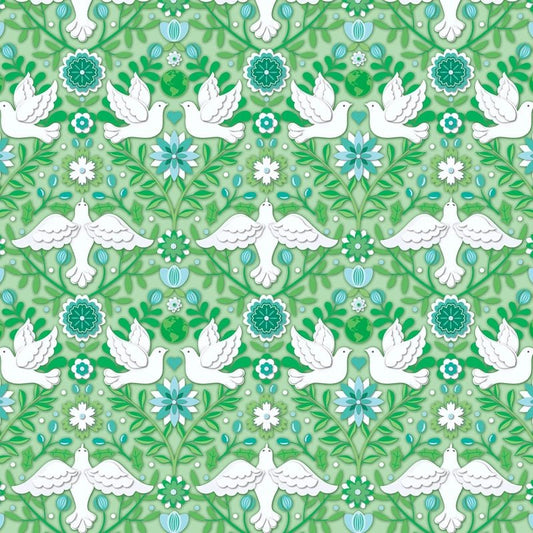 Peace on Earth Holiday- Mint Damask Christmas - Everything Fabric