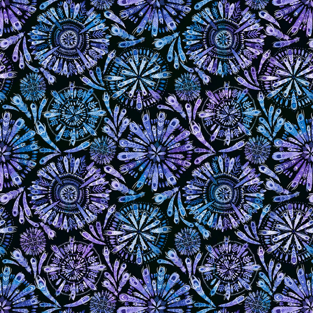 Peacock Serenade - Feather Mandalas - Everything Fabric