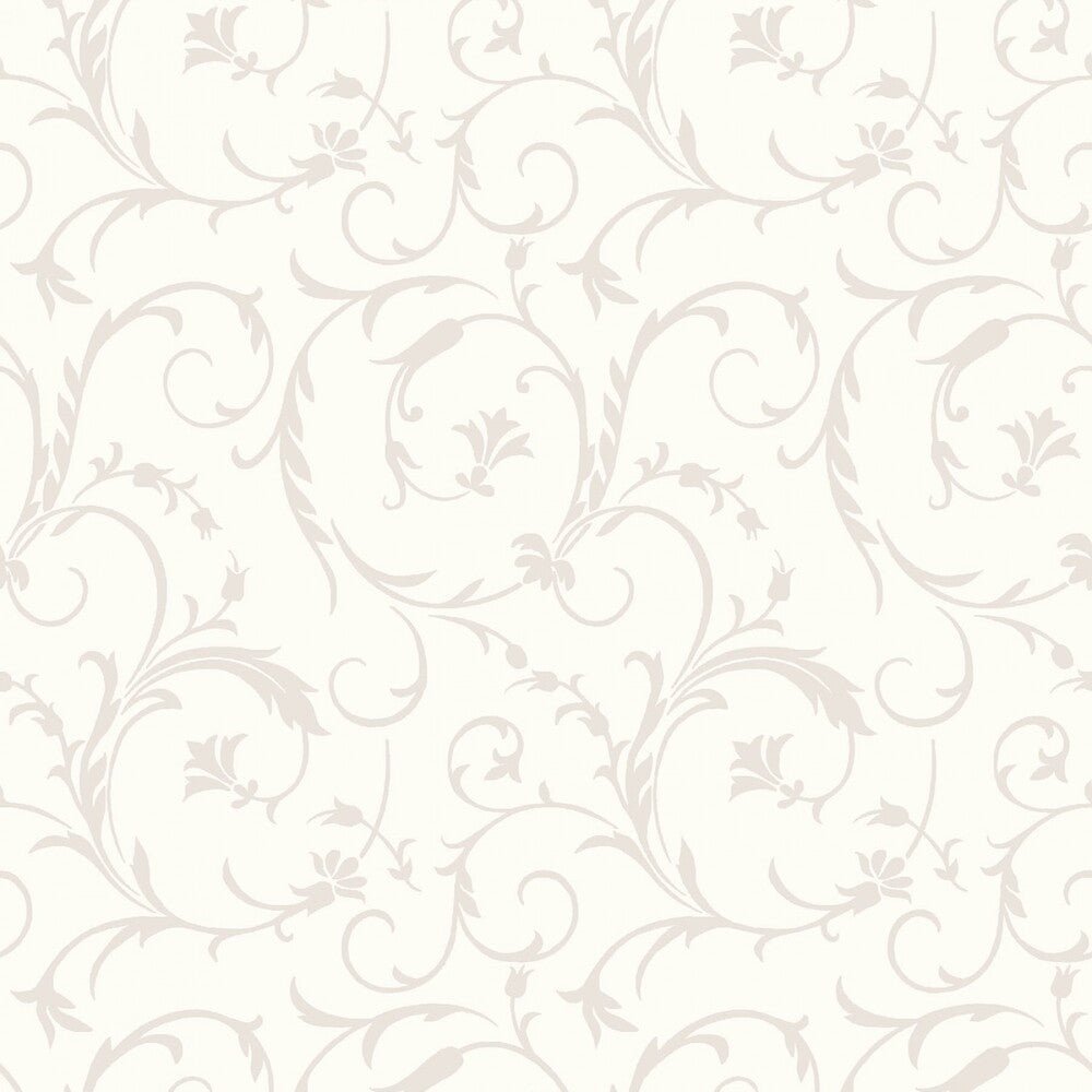 Pearl on SOFT White Scroll Texture - Everything Fabric