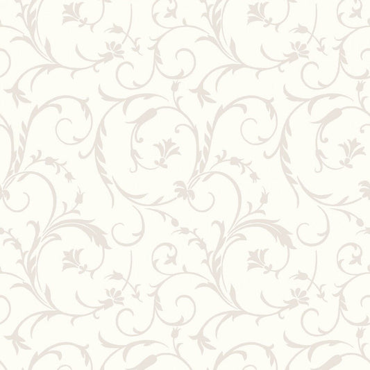 Pearl on SOFT White Scroll Texture - Everything Fabric