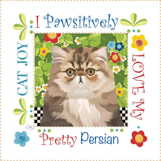 Persian Cat 152 mm Fabric Art Panel by Jody Houghton - Everything Fabric