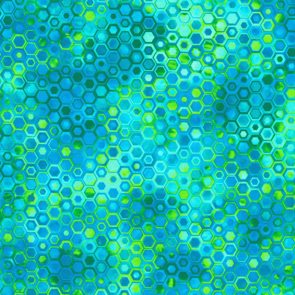 Phantasma Hexagons Lagoon - Everything Fabric