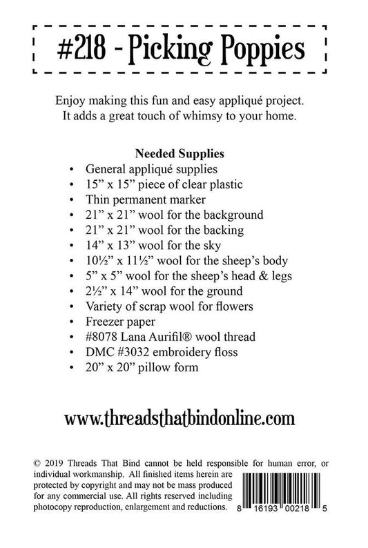 Picking Poppies Pillow Pattern - Everything Fabric