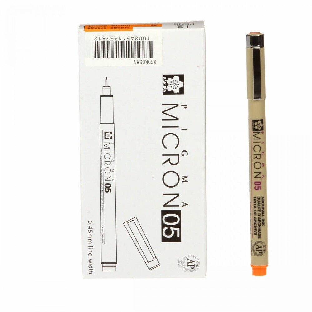 Pigma Micron Pen Orange .45 mm Size 05 - Everything Fabric