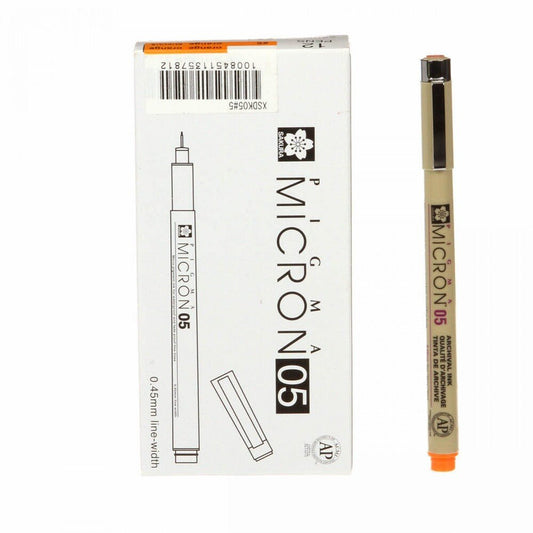 Pigma Micron Pen Orange .45 mm Size 05 - Everything Fabric