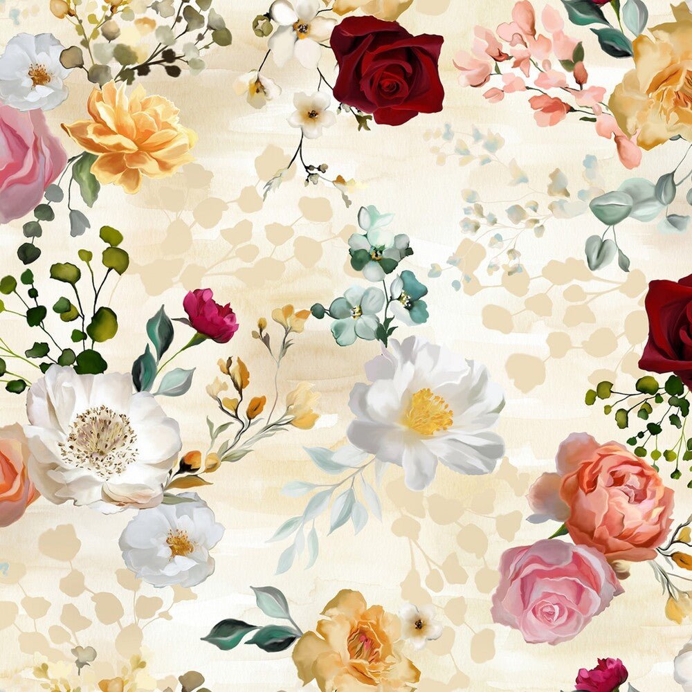 Pins and Needles - Natural - Small Flowers - Everything Fabric