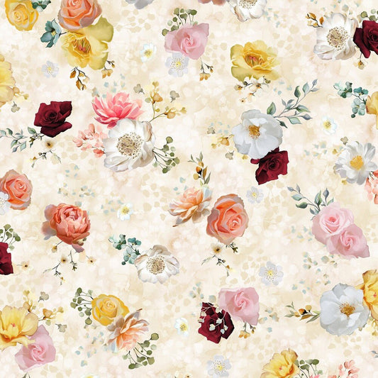 Pins and Needles - Natural - Small Flowers - Everything Fabric