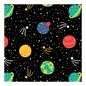 Planets and Stars Black Flannel - Everything Fabric
