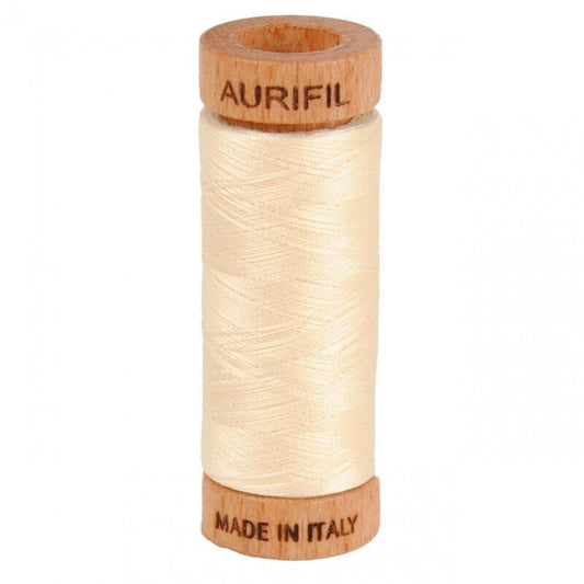 Aurifil Mako 80wt Cotton Thread Solid Butter for patchwork, quilting and sewing